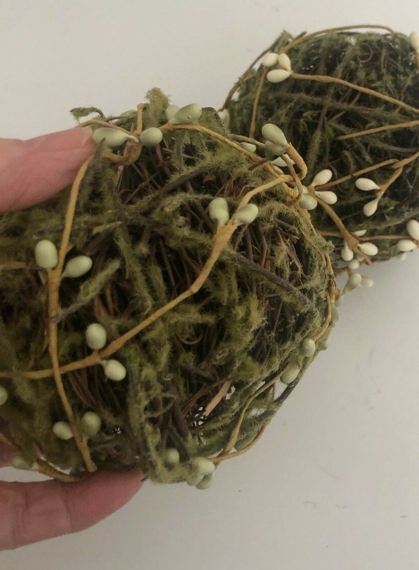 Grapevine MOSS BALL with White Berries FLORAL DECOR