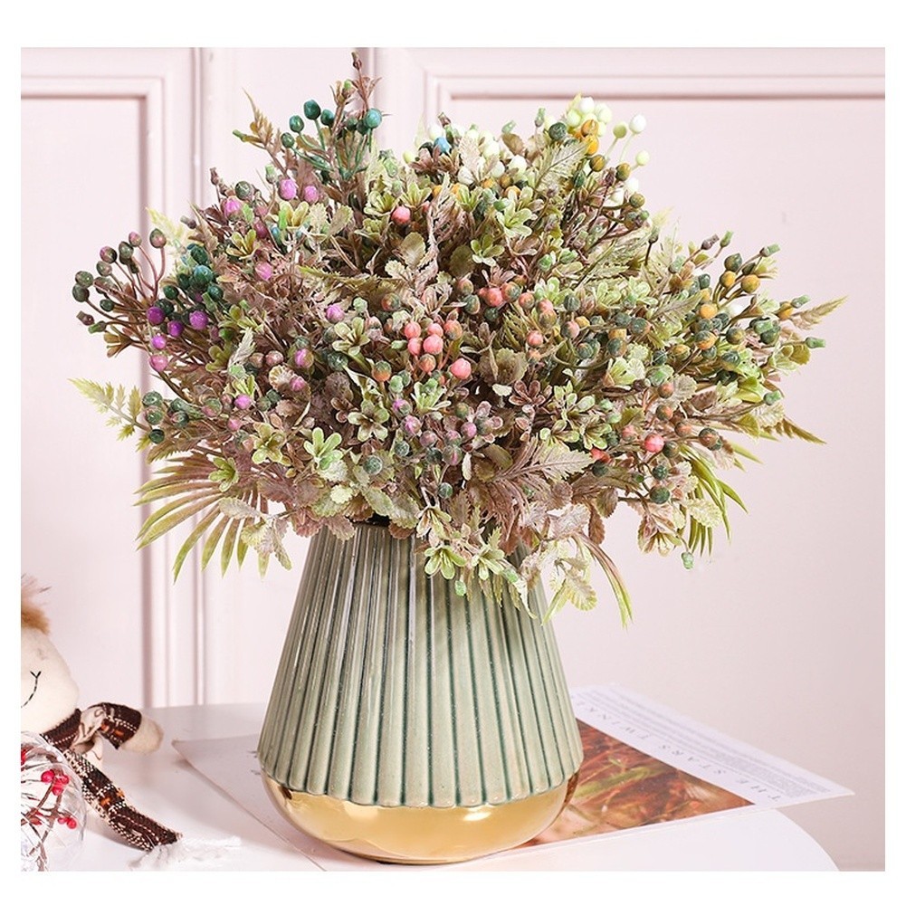 Artificial Banana Leaf Milan Grass Bouquet Plastic Flowers for Home Decor