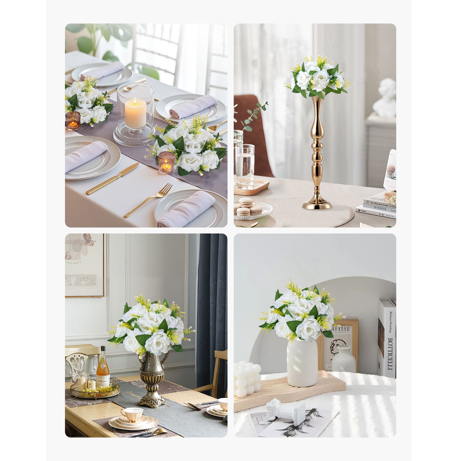Uimoso 9.5-Inch Artificial Flower Balls for Wedding Centerpieces, Set of 10