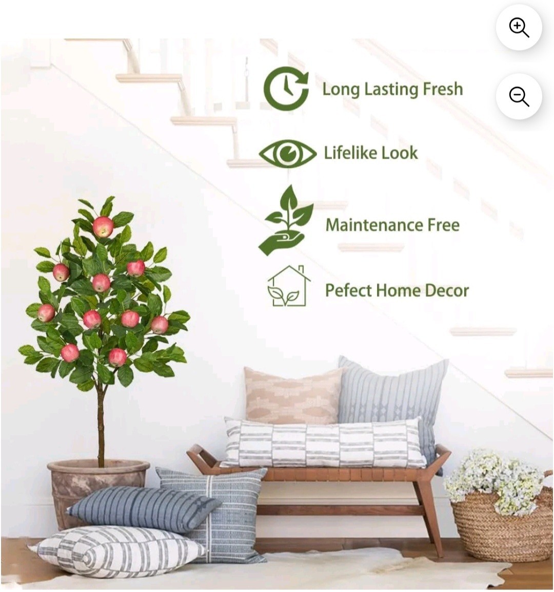Artificial Apple Tree 3ft Fake Fruits Plant in Pot Large Floor Decor for Home…