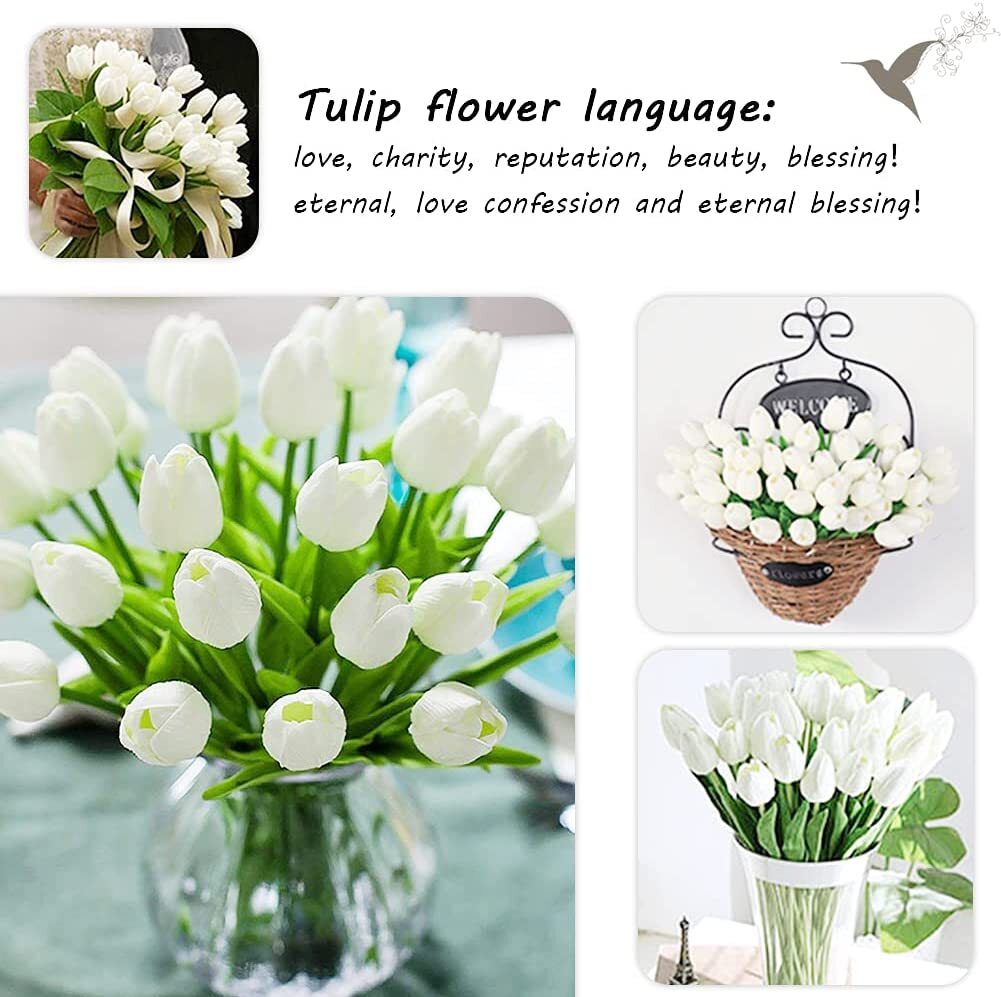 10PCS Artificial Tulips Flowers Real Touch Faux Fake Latex Tulip Wedding Bouquet