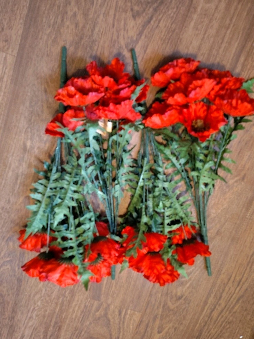 Lot of 4 Red Peony Bush By Ashland Artificial Faux Floral 20”