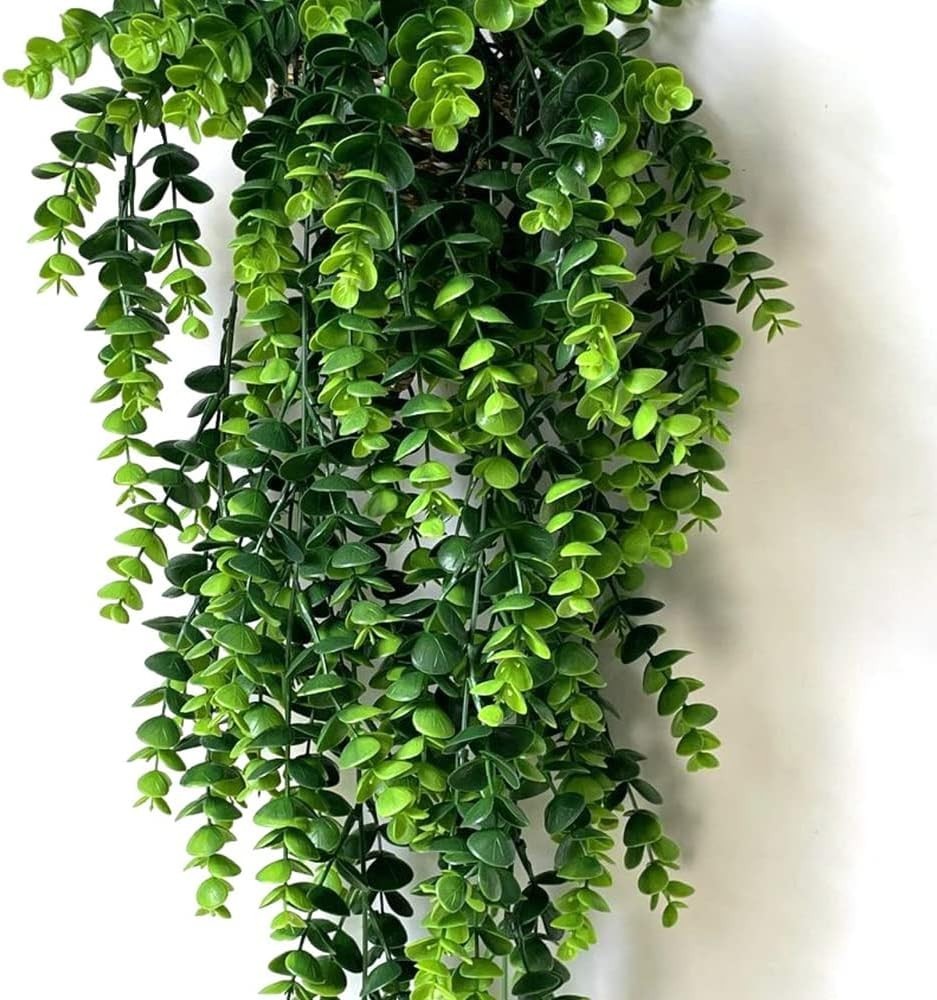 4 Pack Artificial Eucalyptus Leaf Rattan Fake Hanging Plant