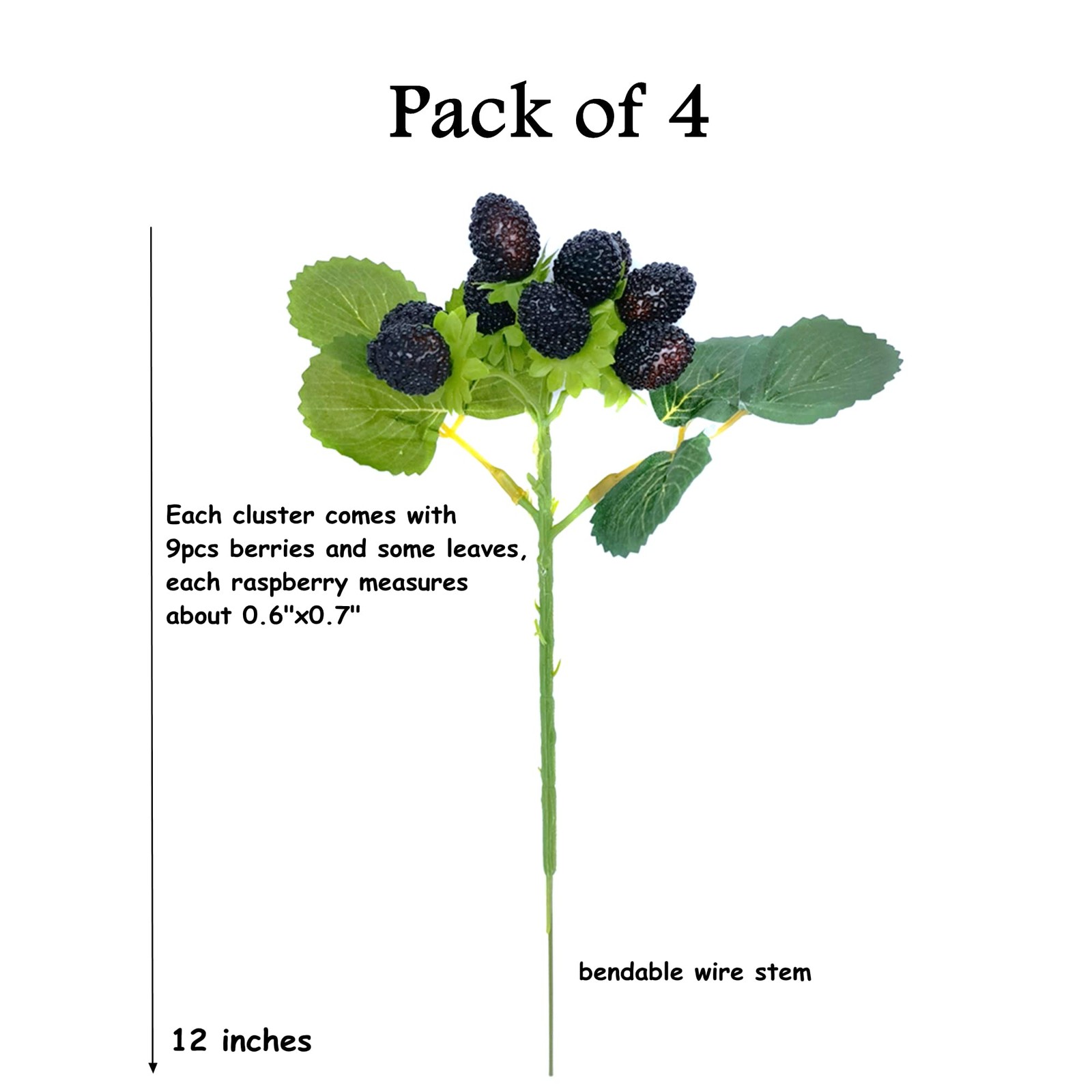 4PCS Artificial Raspberry Red Faux Fruit BlackBerry Props Table Decoration (B…
