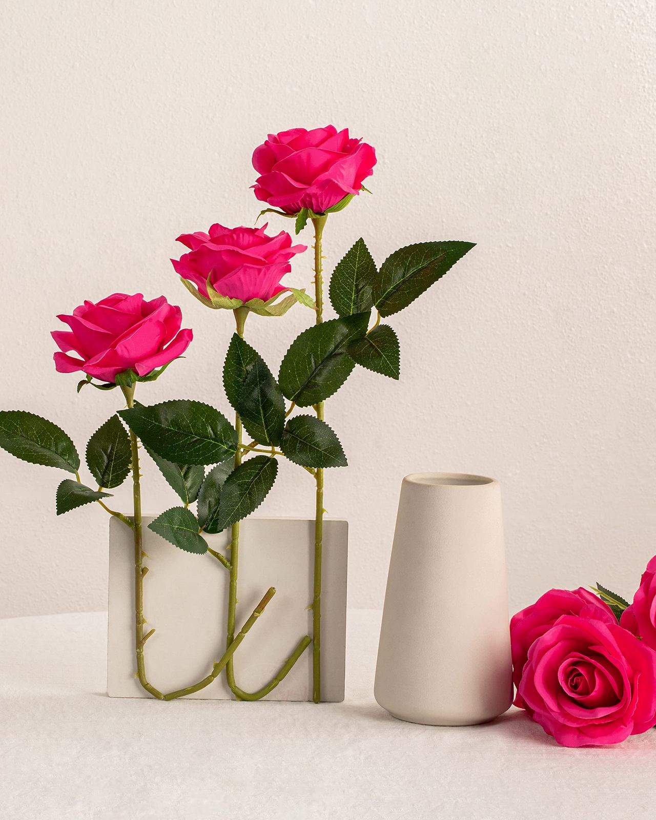 10Pcs Fuchsia Silk Roses Artificial Flowers DIY Wedding Party Home Decorations