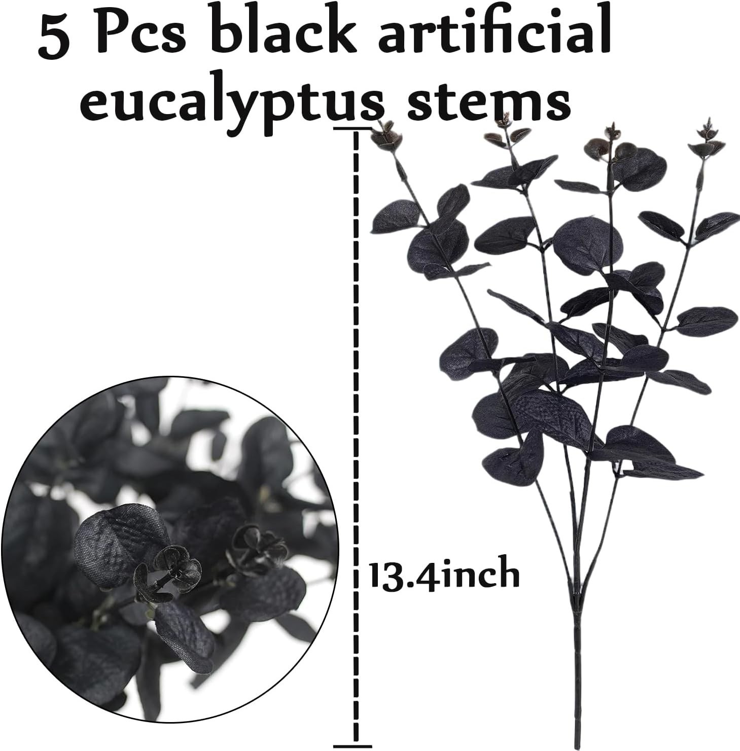 Stunning 5-Piece Black Eucalyptus Stems – Create Elegant Floral Arrangements