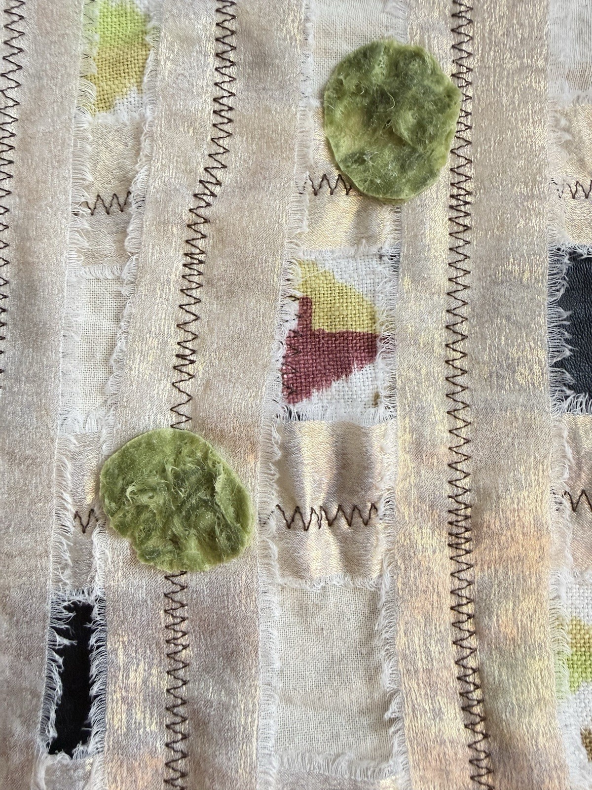 Handmade Textured WallArt Recycled Yarn Fabric Neutral Abstract Fiber Art 24×14”