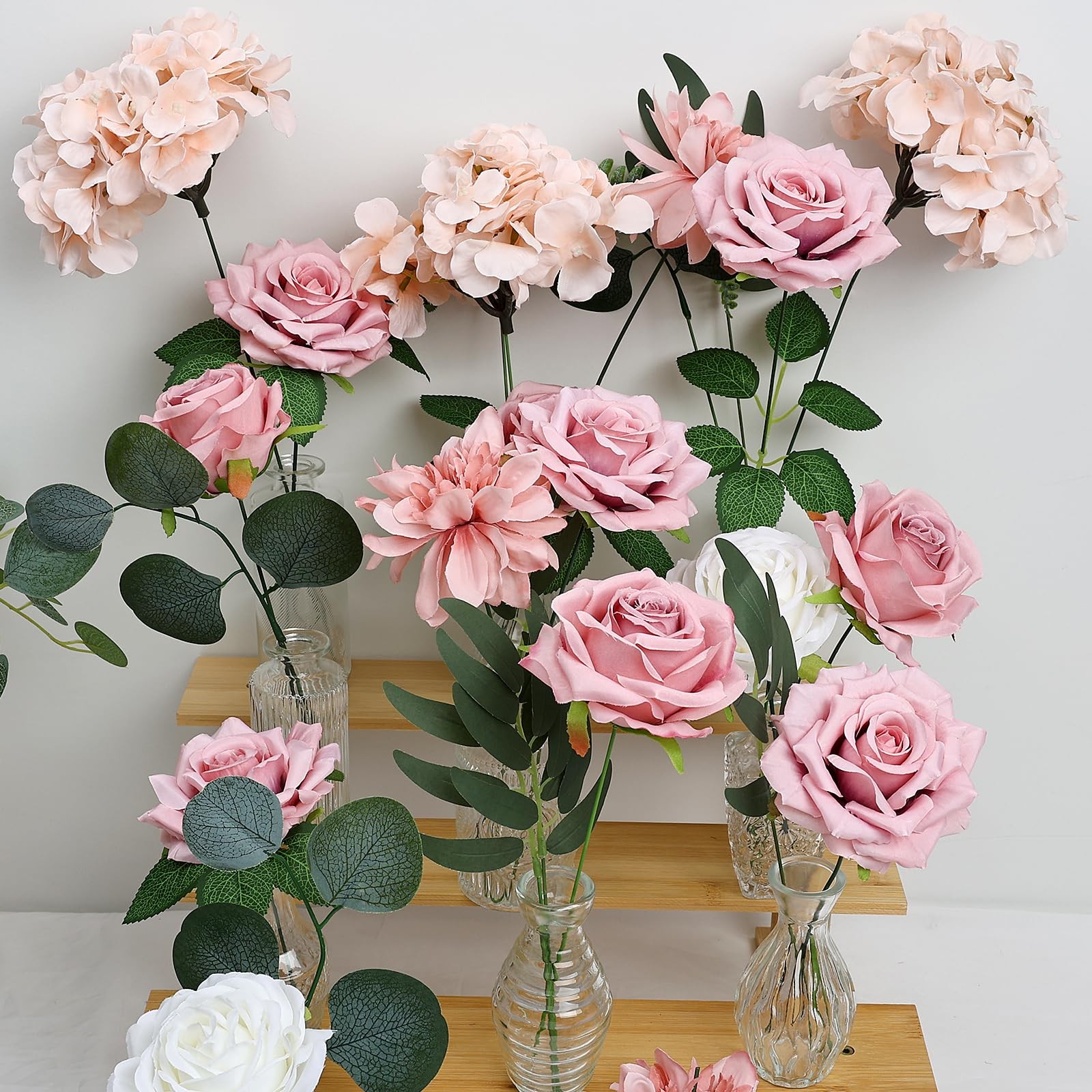 Artificial Flowers Combo Set for DIY, Dusty Pink