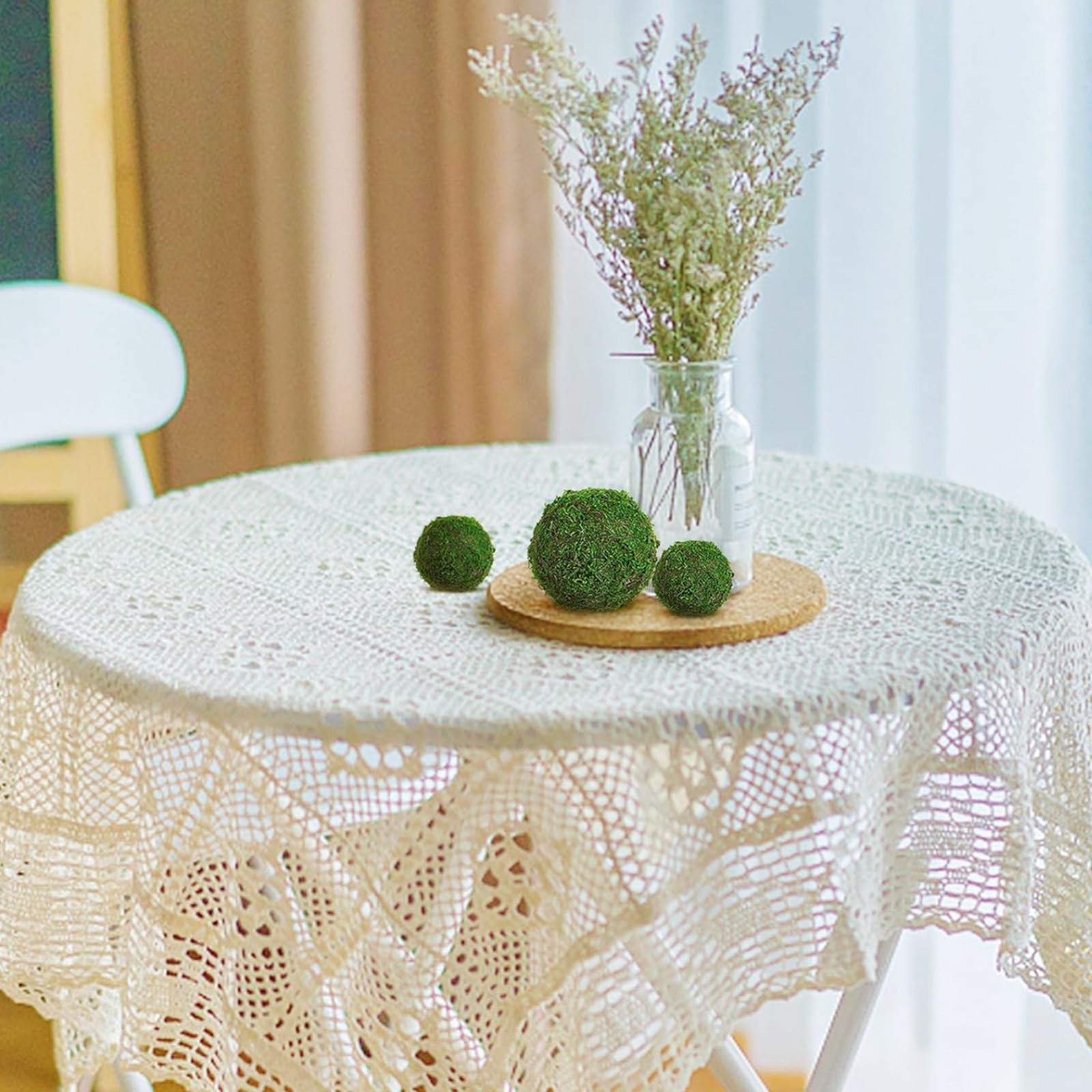 18 Pack Decorative Faux Dried Moss Balls – 6″ & 2.2″ Green Plant Spheres for Hom