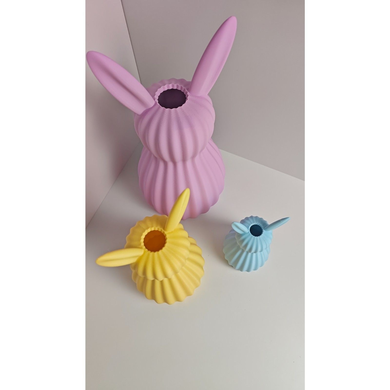 3D Printed Cute Pastel Bunny Vase Set (3 Sizes) | Easter Decor