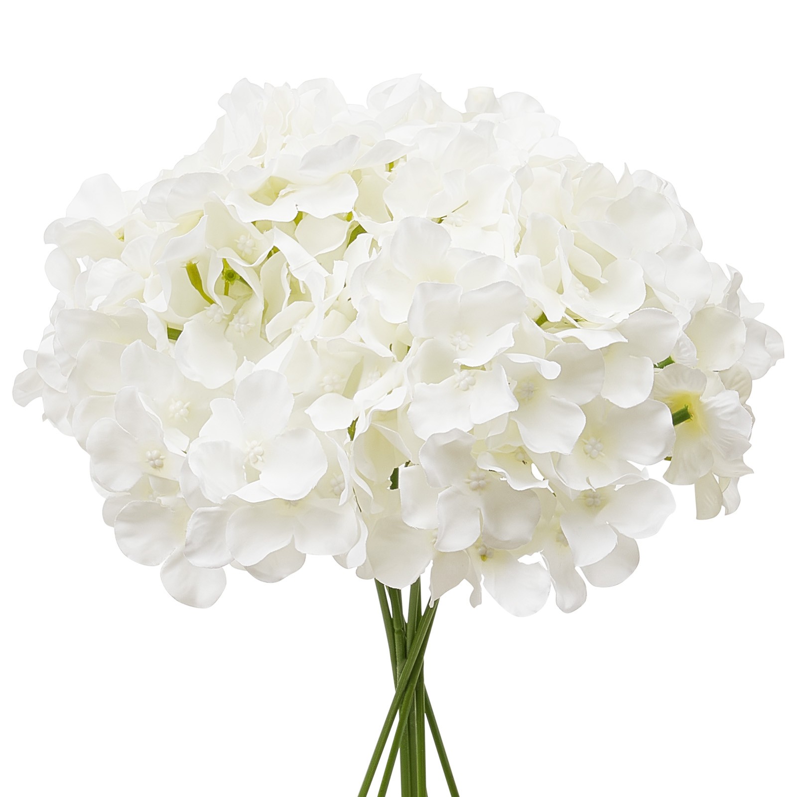 65 Pcs Artificial Silk Hydrangea Flowers 9.8 In Bouquet Arrangement White