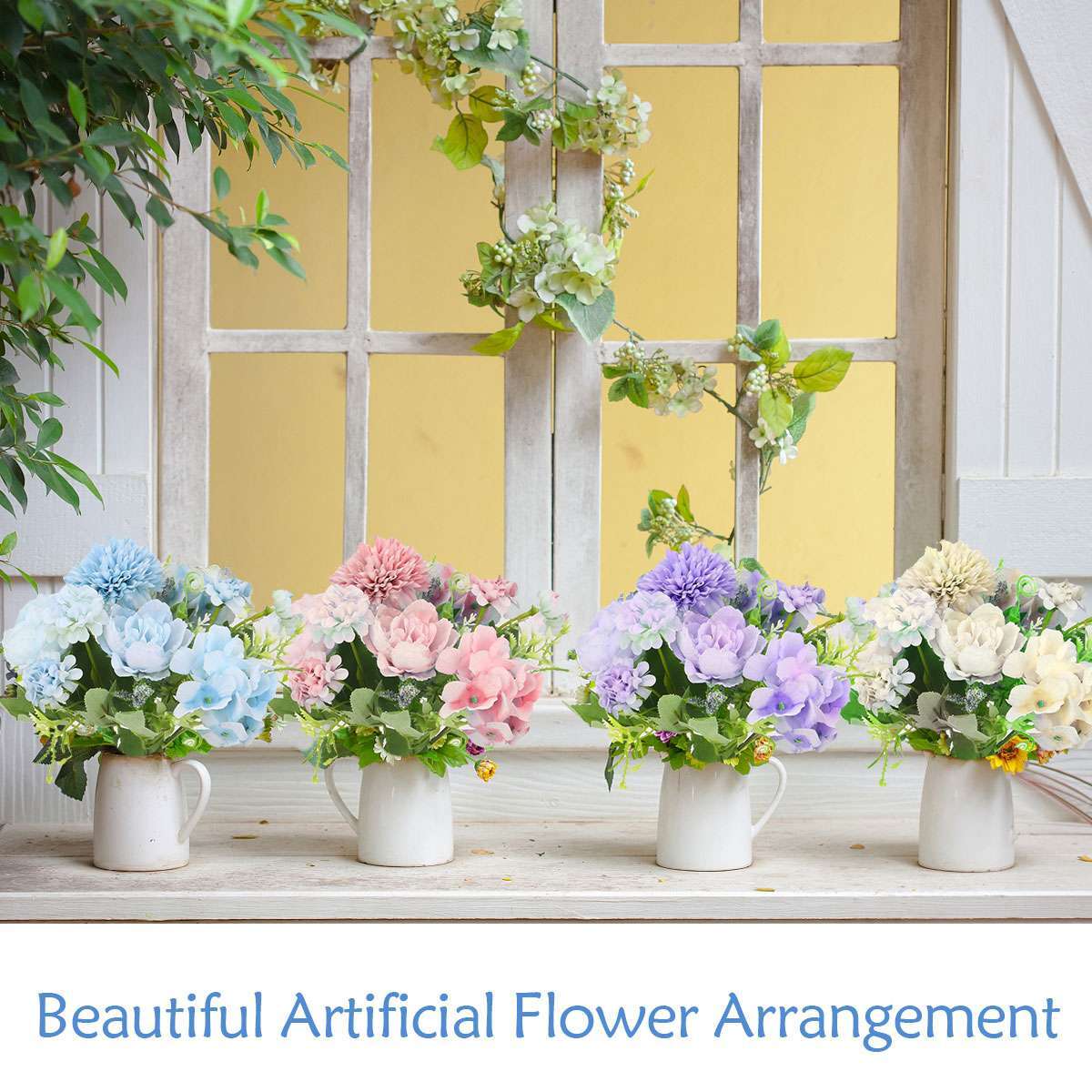 4pcs Silk Peony Artificial Hydrangea Flower Bouquet Party Wedding Home Decor