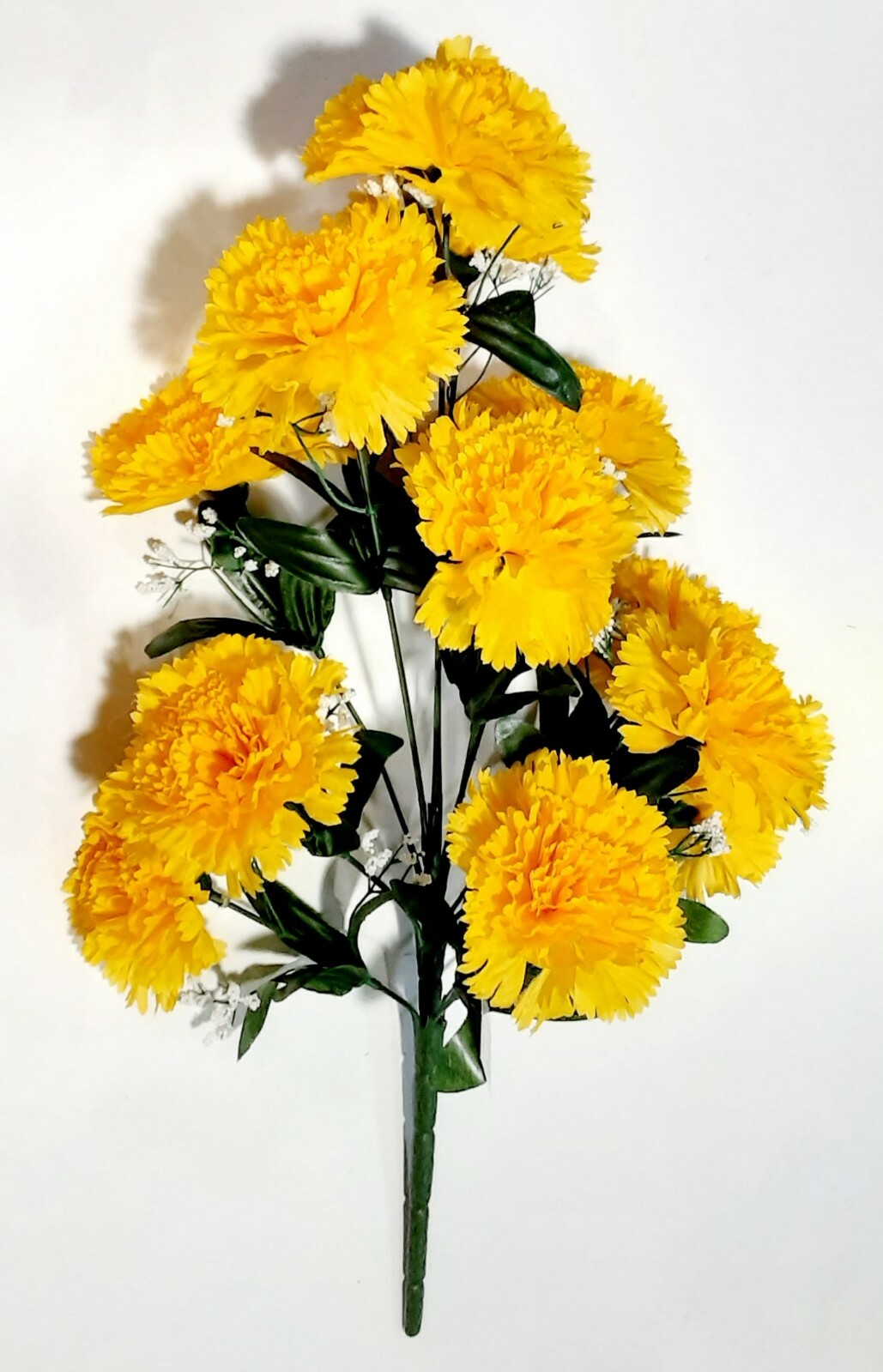 12-3.5″ Yellow Carnation 19″ Bush Silk Flower Home Wedding Decor Craft US #2204