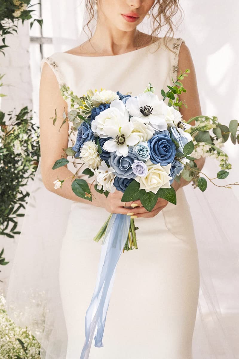 Dusty Blue Artificial Flowers Silk Flowers for Wedding Decor