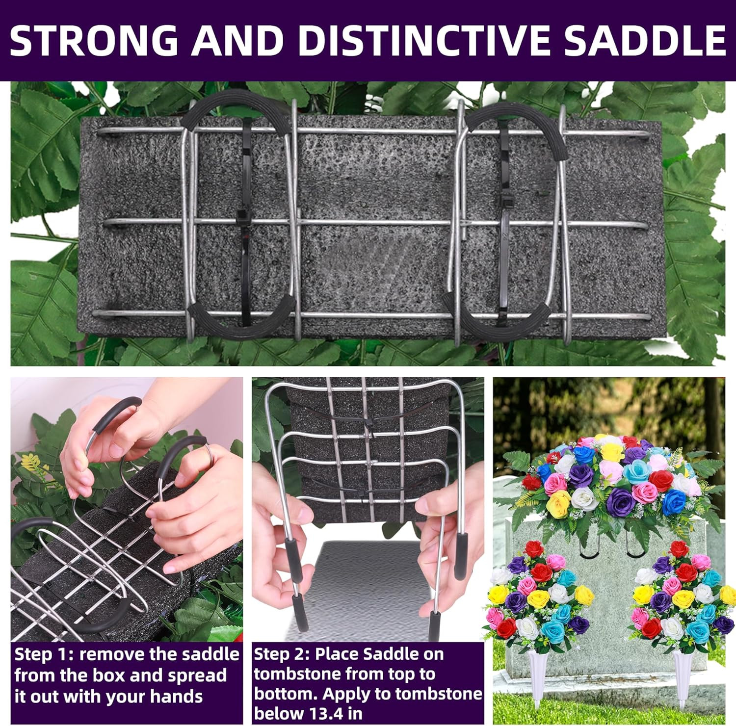 Artificial Cemetery Flower Saddles,Artificial Silk Flower Arrangement for Headst