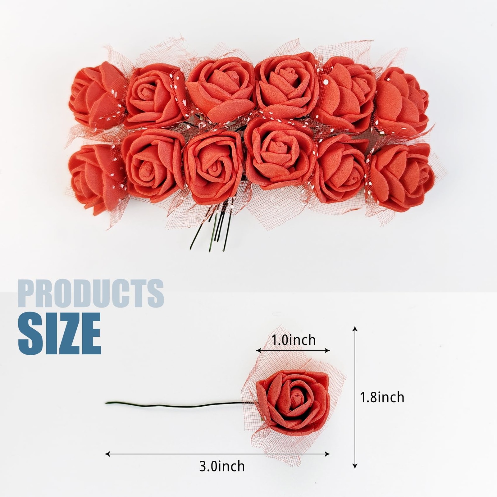 144 PCS Mini Artificial Pink Rose Flower Heads 25mm Faux Roses DIY Crafting