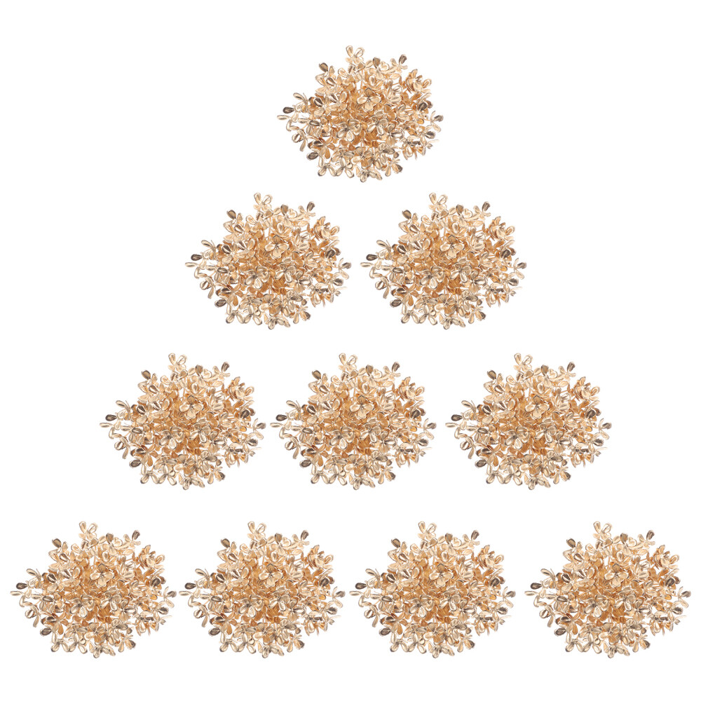 10 Pcs Plastic Golden Artificial Hydrangea Flower Heads Wedding Decoration