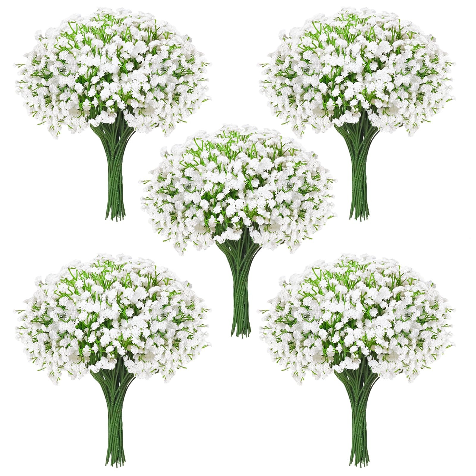 100 Pcs White Babys Breath Artificial Flowers Real Touch Bulk Gypsophila Decor