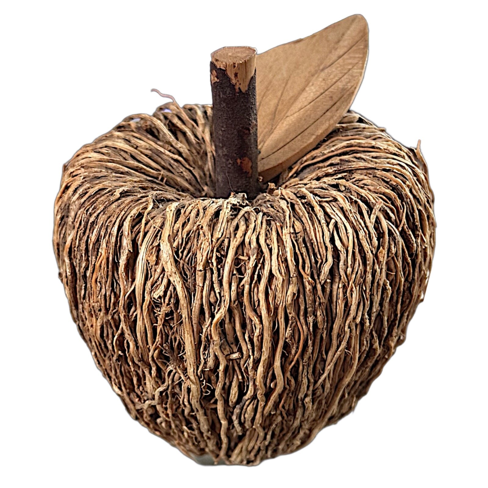 Rosemary Vine Wood Apple Decor Carved Leaf 5″ Primitive Farmhouse