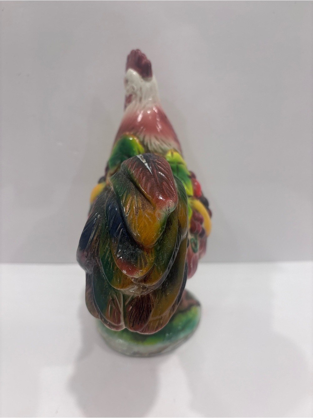 Vintage Ceramic Rooster Figurine Fruit Decor Hand Painted Farmhouse Country 9.5”