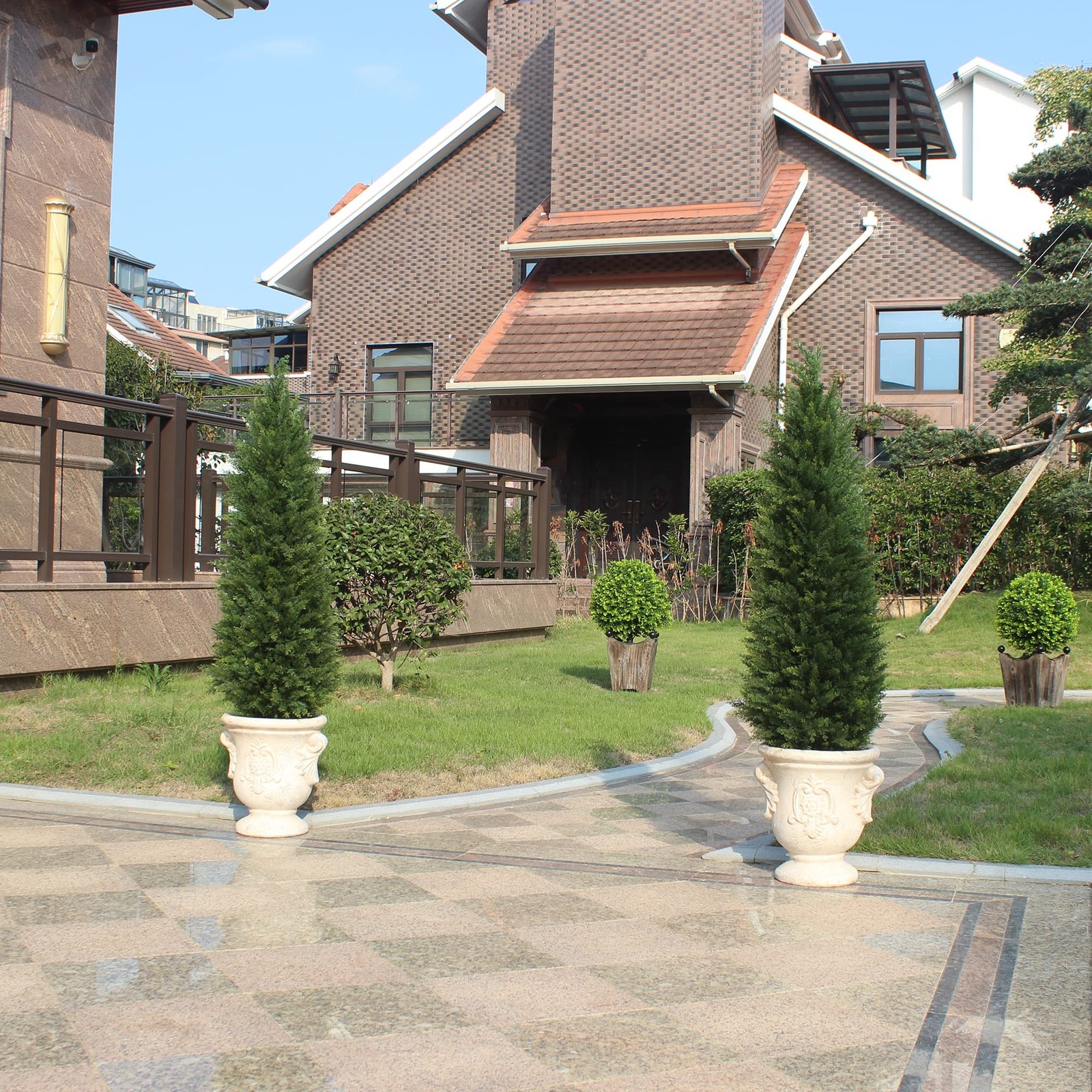 4ft Artificial Cedar Trees Artificial Topiary Trees Set of 2 Faux Cypress Pla…