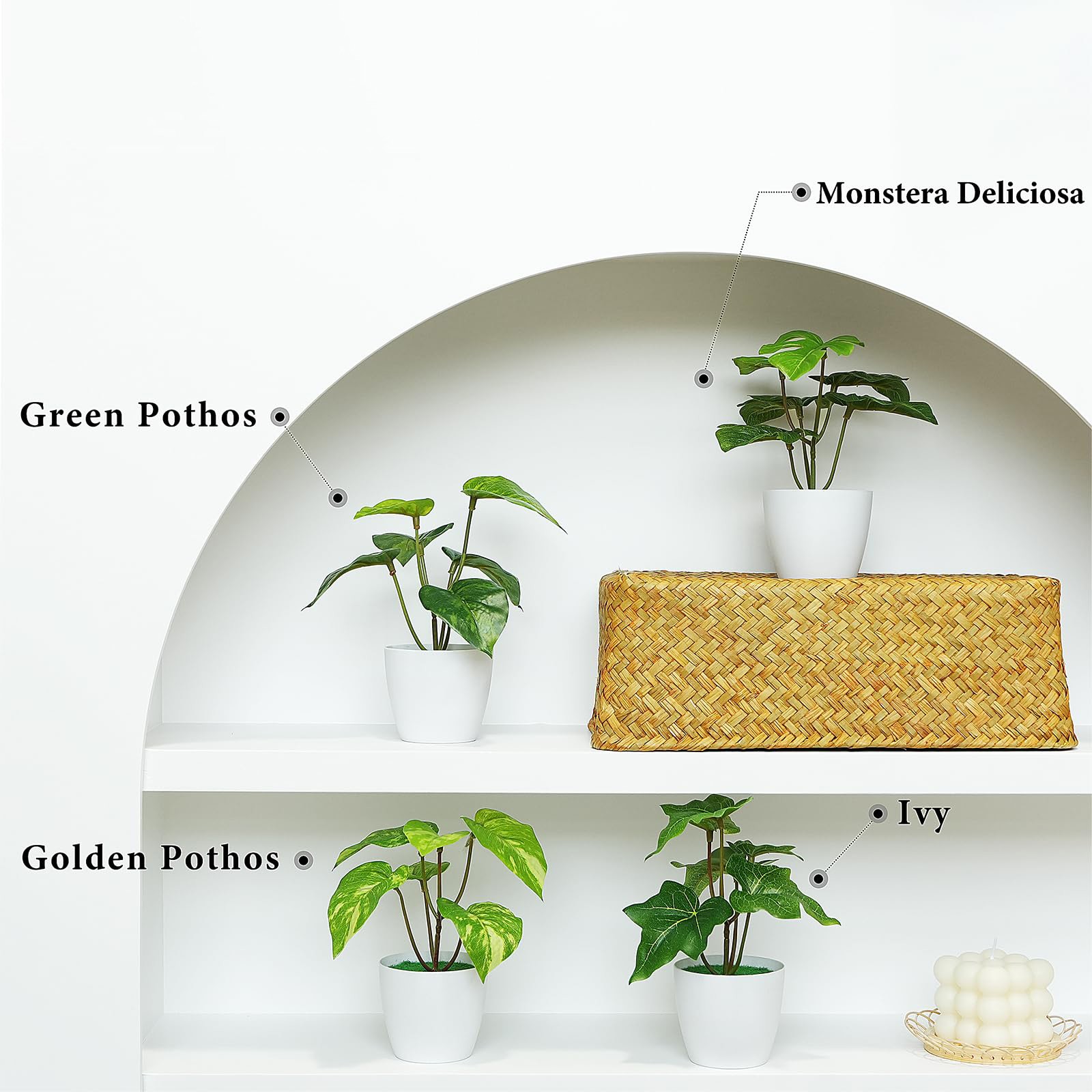 4 PCS Mini Artificial Potted Plants, Fake Greenery Indoor Decor for Home Kitchen