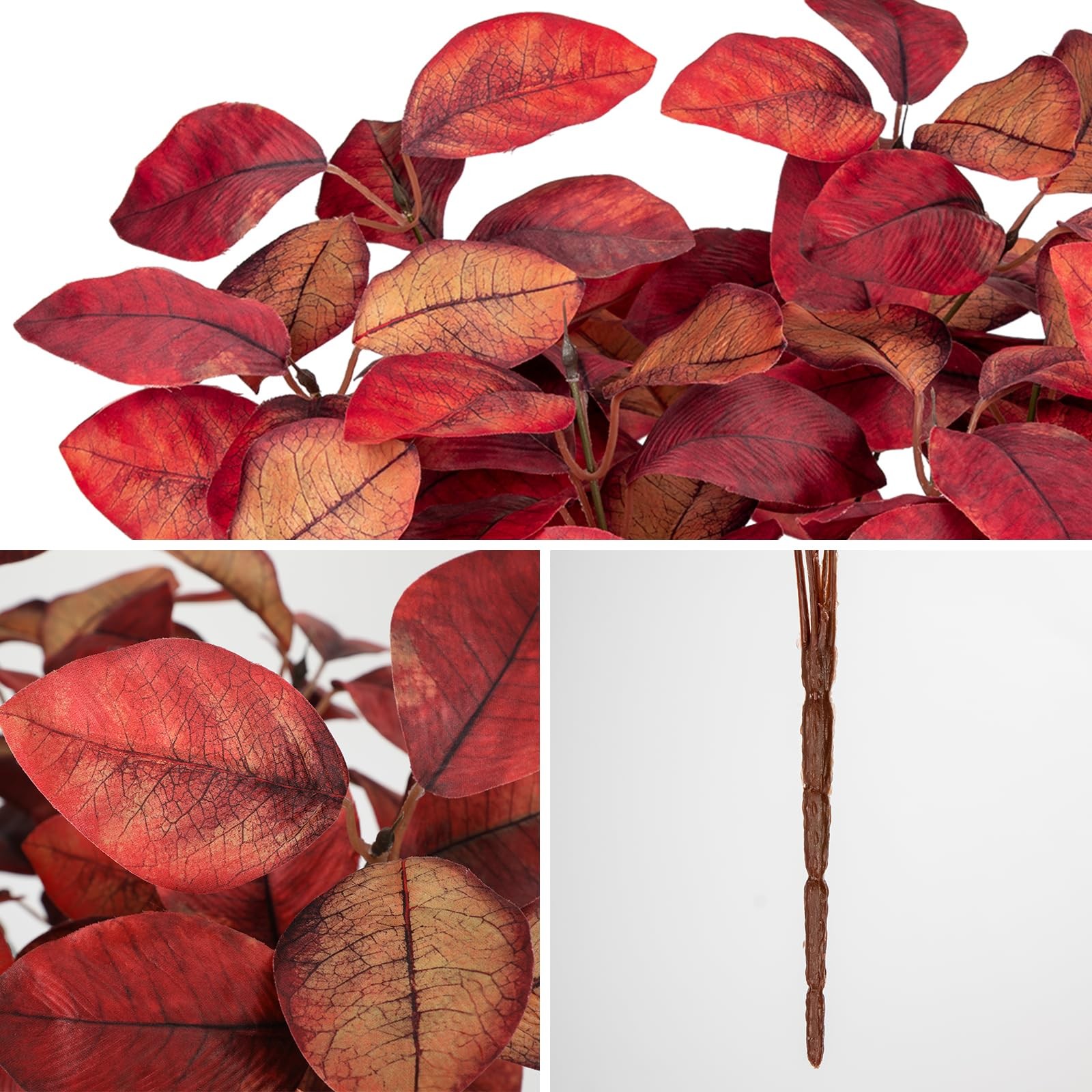 3 PCS Fall Leaves Artificial Magnolia Leaf Bush 15 Inch Autumn Fake Greenery