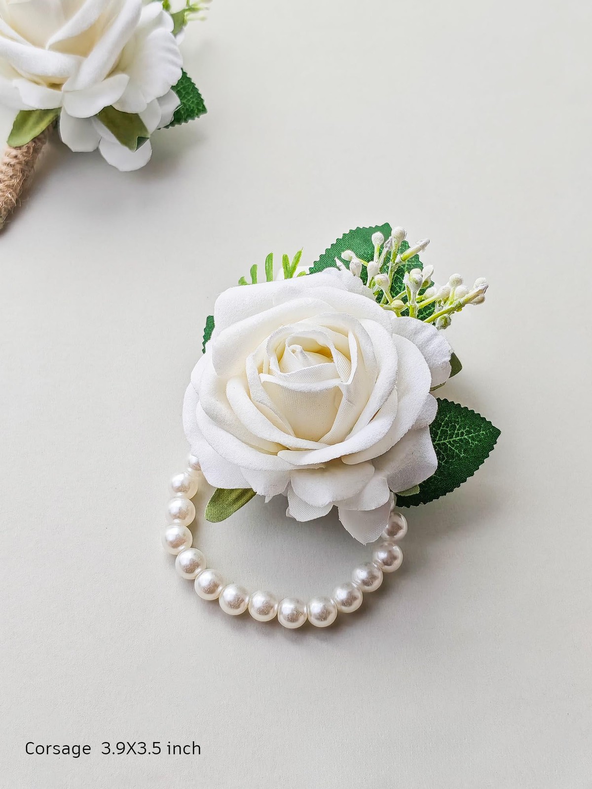 Ivory Rose Corsage and Boutonniere Set Wristlet Corsage for Bride Bridesmaids…