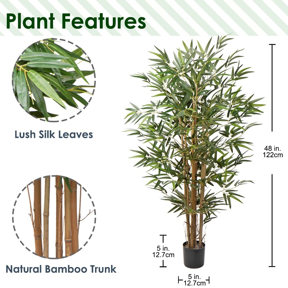 Artificial Tree 4FT Silk Fake Plant with 800 Leaves Large Faux Tree in Pot, F…