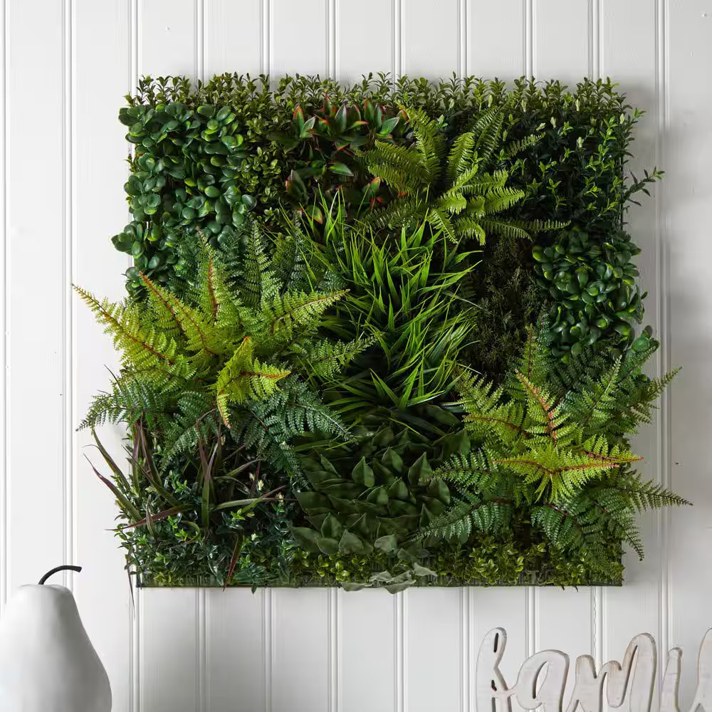 Indoor/Outdoor 29In. X 29In. Artificial Living Wall UV Resistant