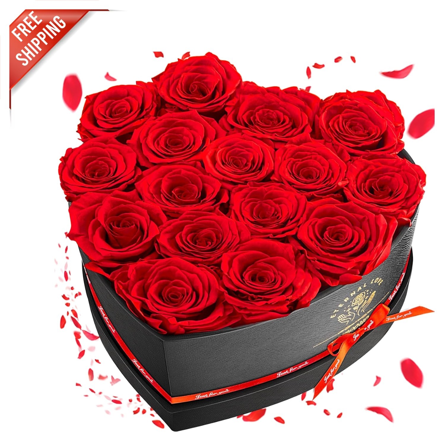 Forever Blooming 16 Red Roses – Elegant Heart-Shaped Gift Box for All Occasions