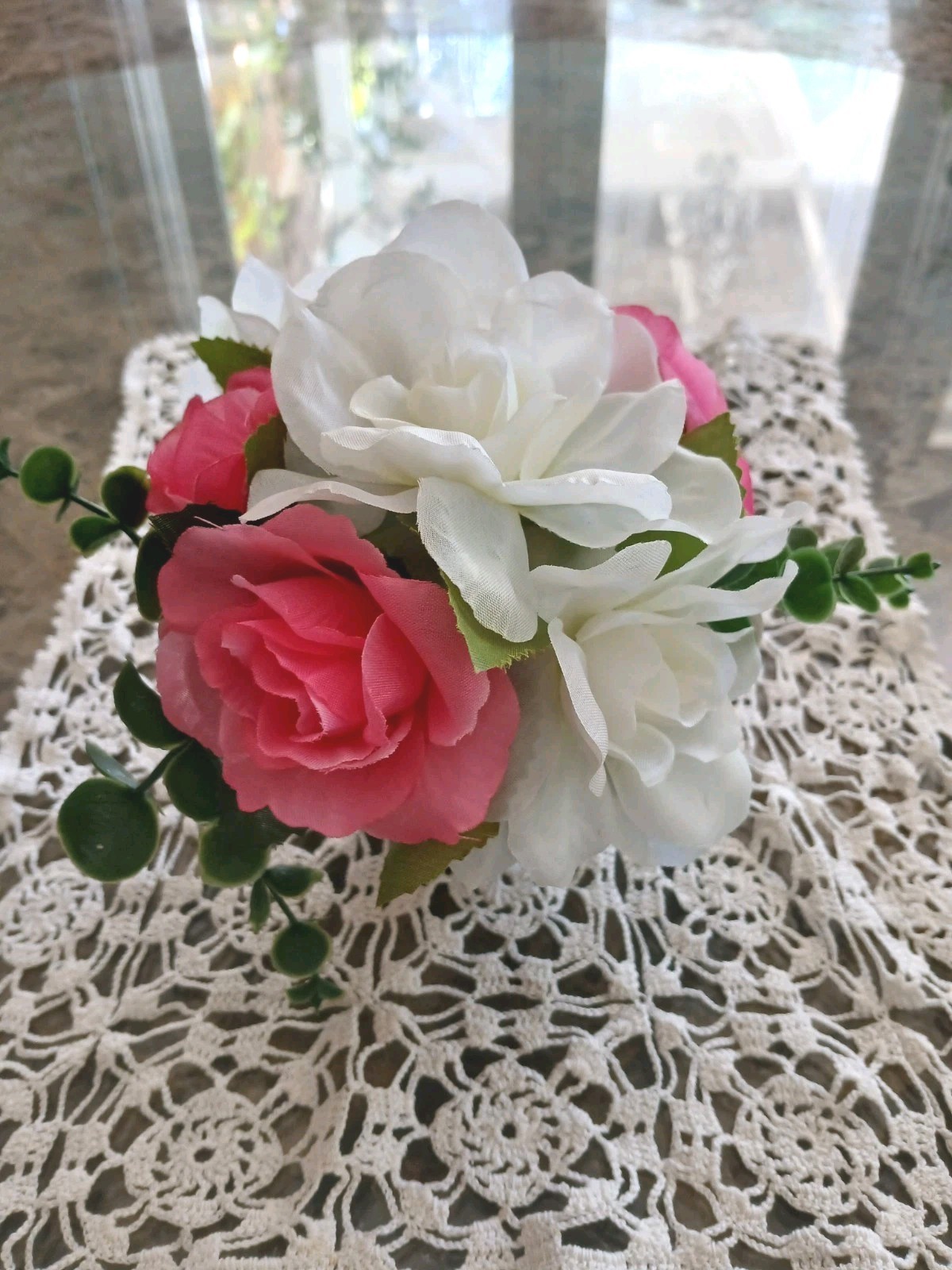 Rose Floral Arrangement Tea Party Dark Pink White Cup POP-IN Birthday Love Bride