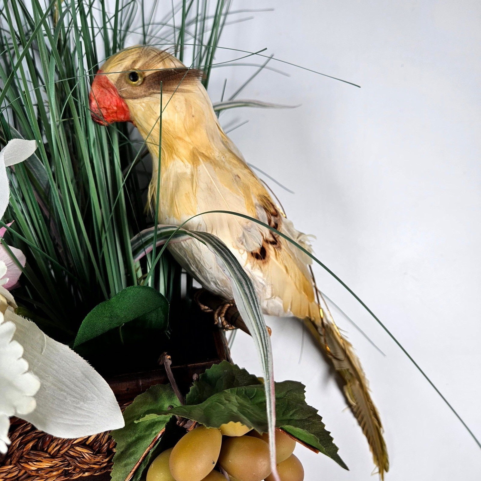 Floral Wall Decor OS Brown Pink Tropical Orchid Bird Tiki Arrangement Beach
