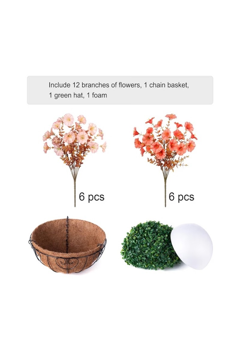 Artificial Orange Fall Flowers Fake Hanging Plants Flowers Basket for Outdoors