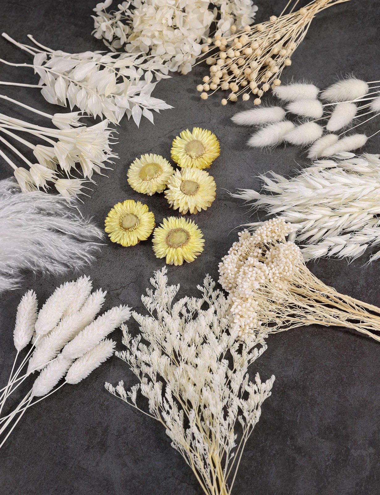 Natural Dried Flower Set, Bulk Dried Flowers with Stems, Dried Daisies, Dried…