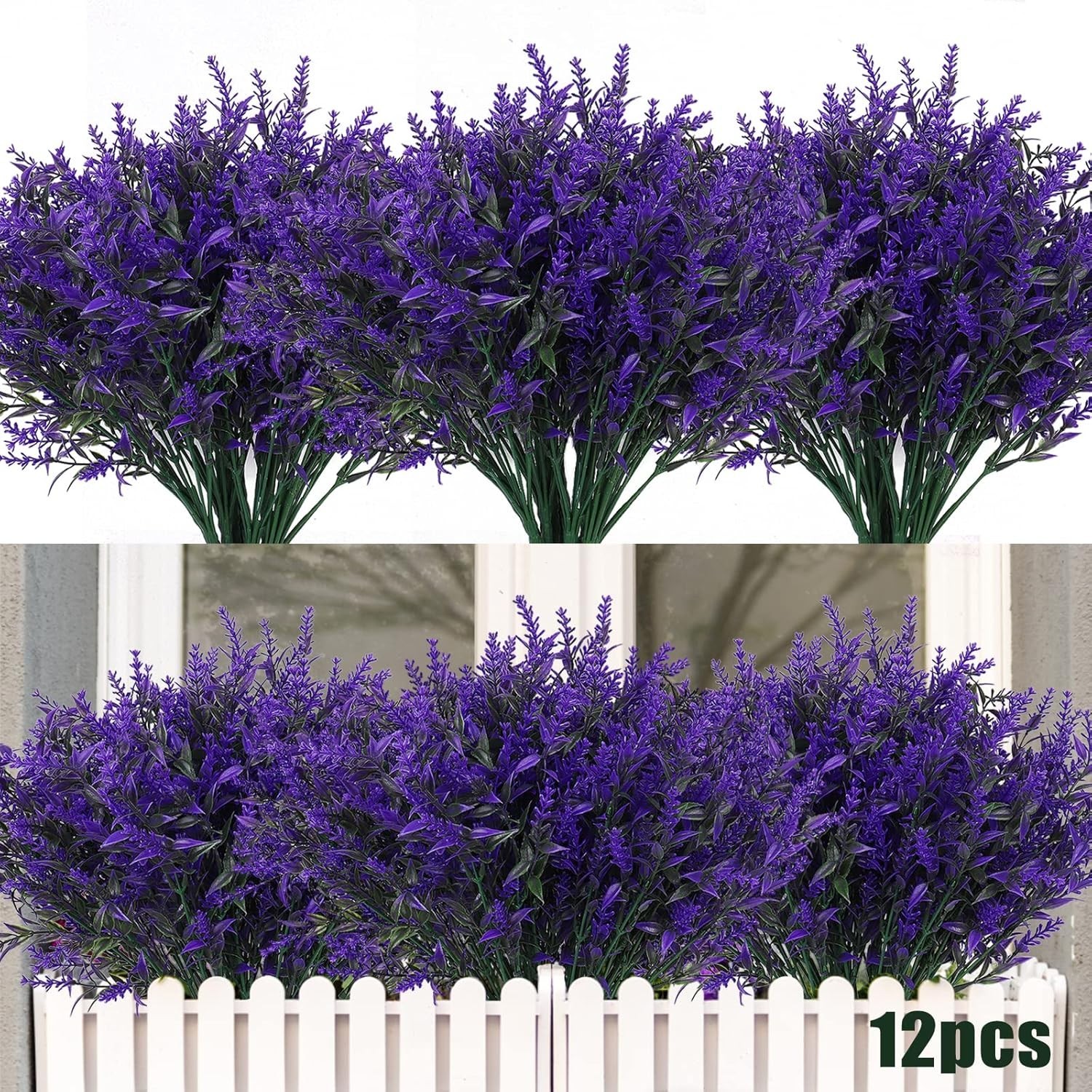 Vibrant Purple Artificial Lavender Flowers – 12 Bundles for -Round Beauty
