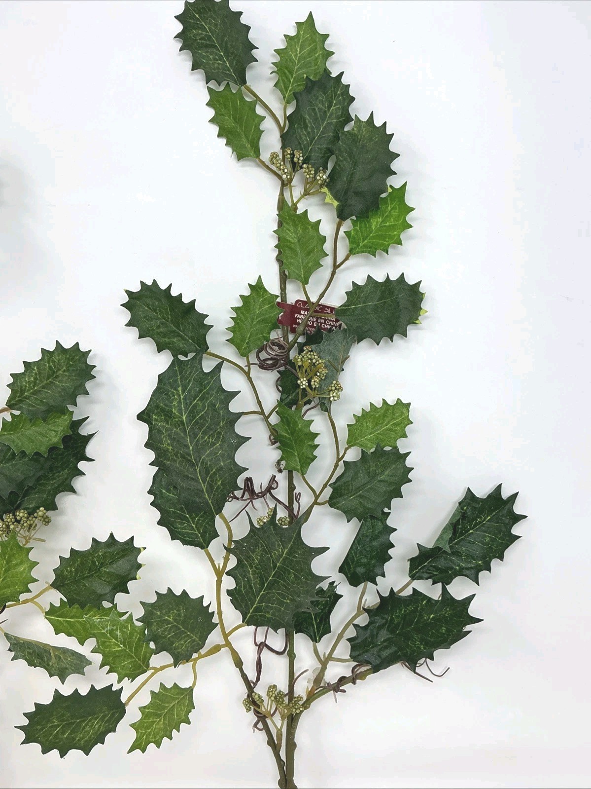Holly Leaf Floral Pick w Green Berries 22” Vase Basket Filler 2 Picks Artificial