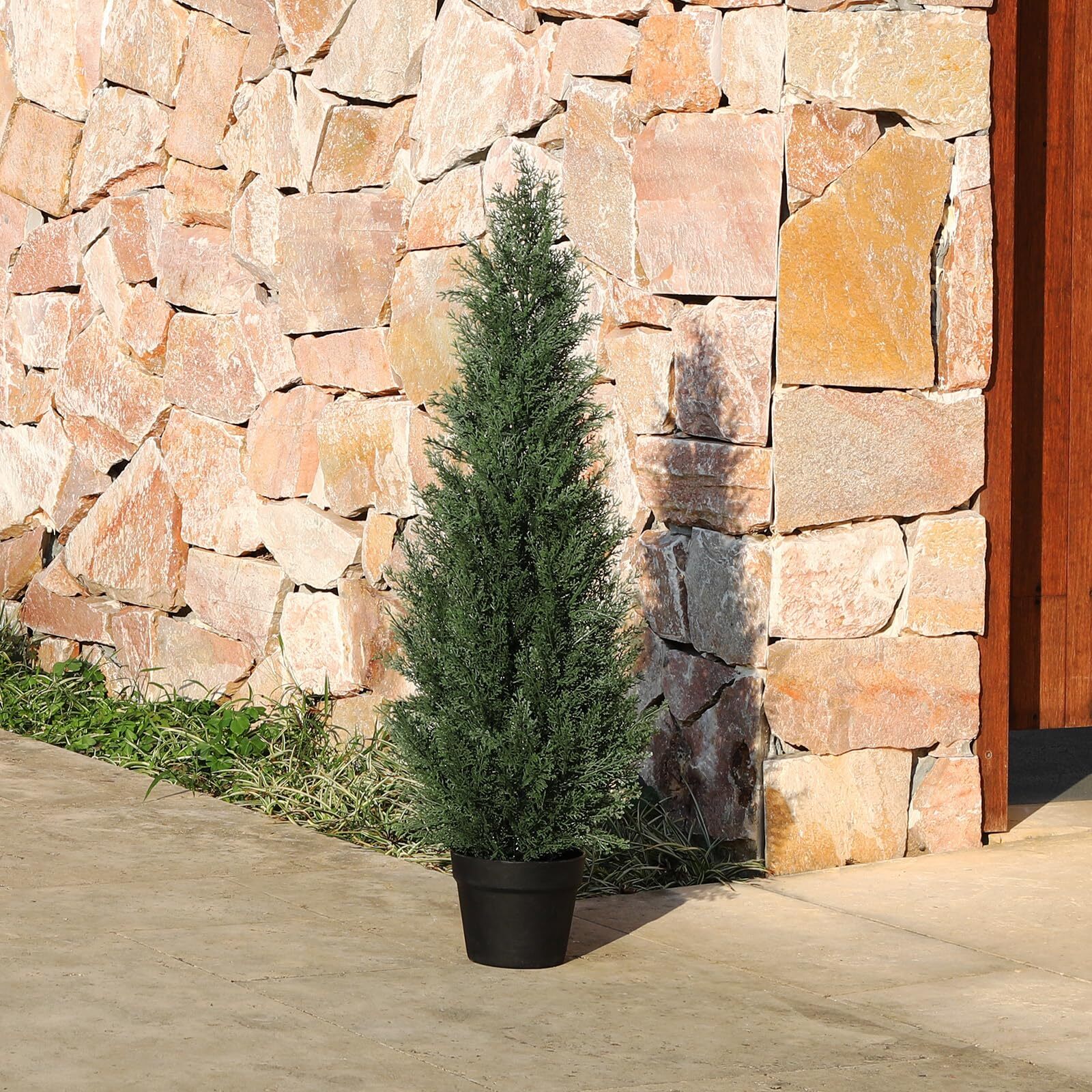 Laiwot 3FT Artificial Cedar Topiary Trees for Outdoors Potted Fake Cypress Trees