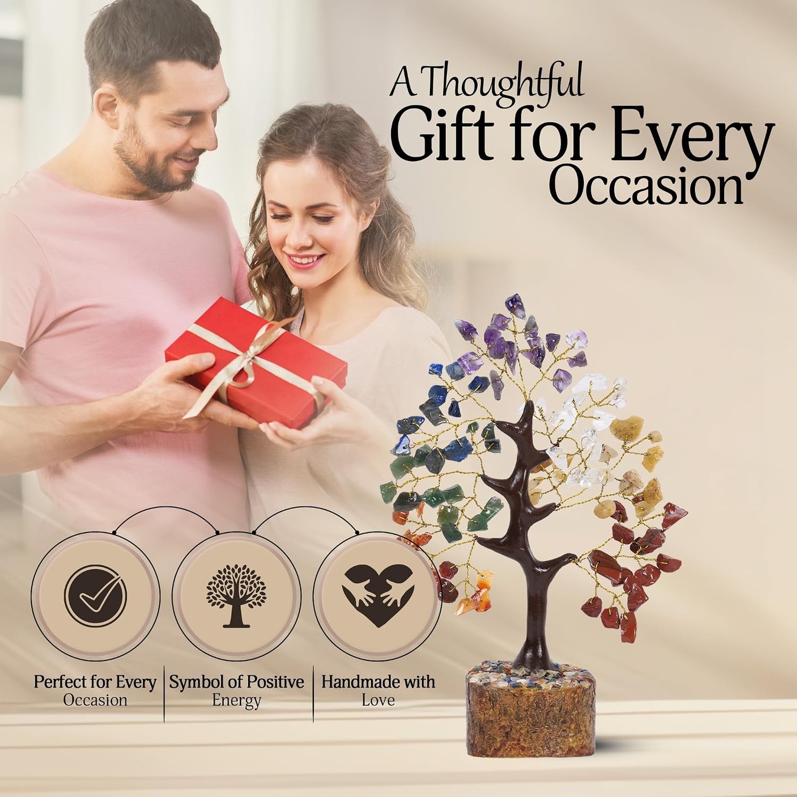 Seven Chakra Crystal Tree, Gemstone Money Tree, Home Office Decor, Healing