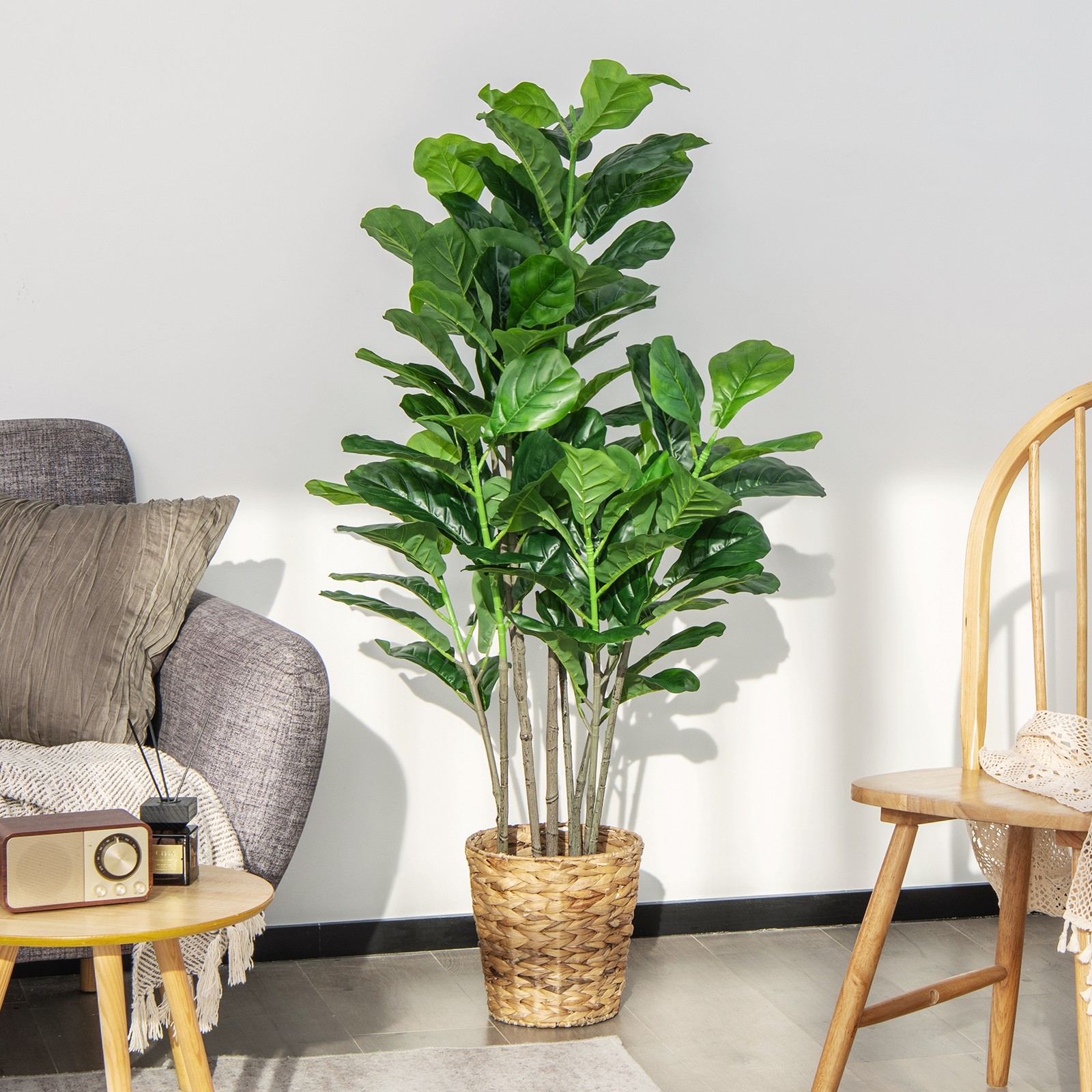 2-Pack 51″ Artificial Fiddle Leaf Fig Tree Home Office Greenery Plant Decoration