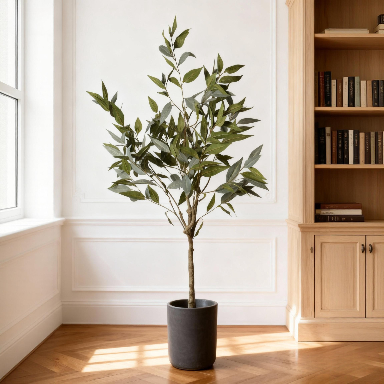 5FT Artificial Eucalyptus Tree with Black Plastic Pot for Home Indoor Decoration