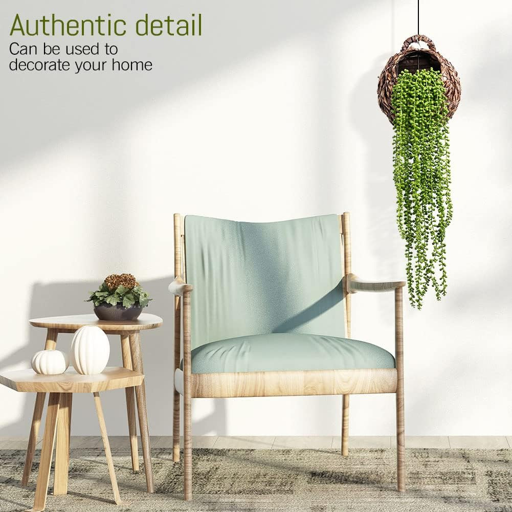 6 Pcs Artificial Succulents Hanging Plants, Fake String of Pearls Greenery Plant