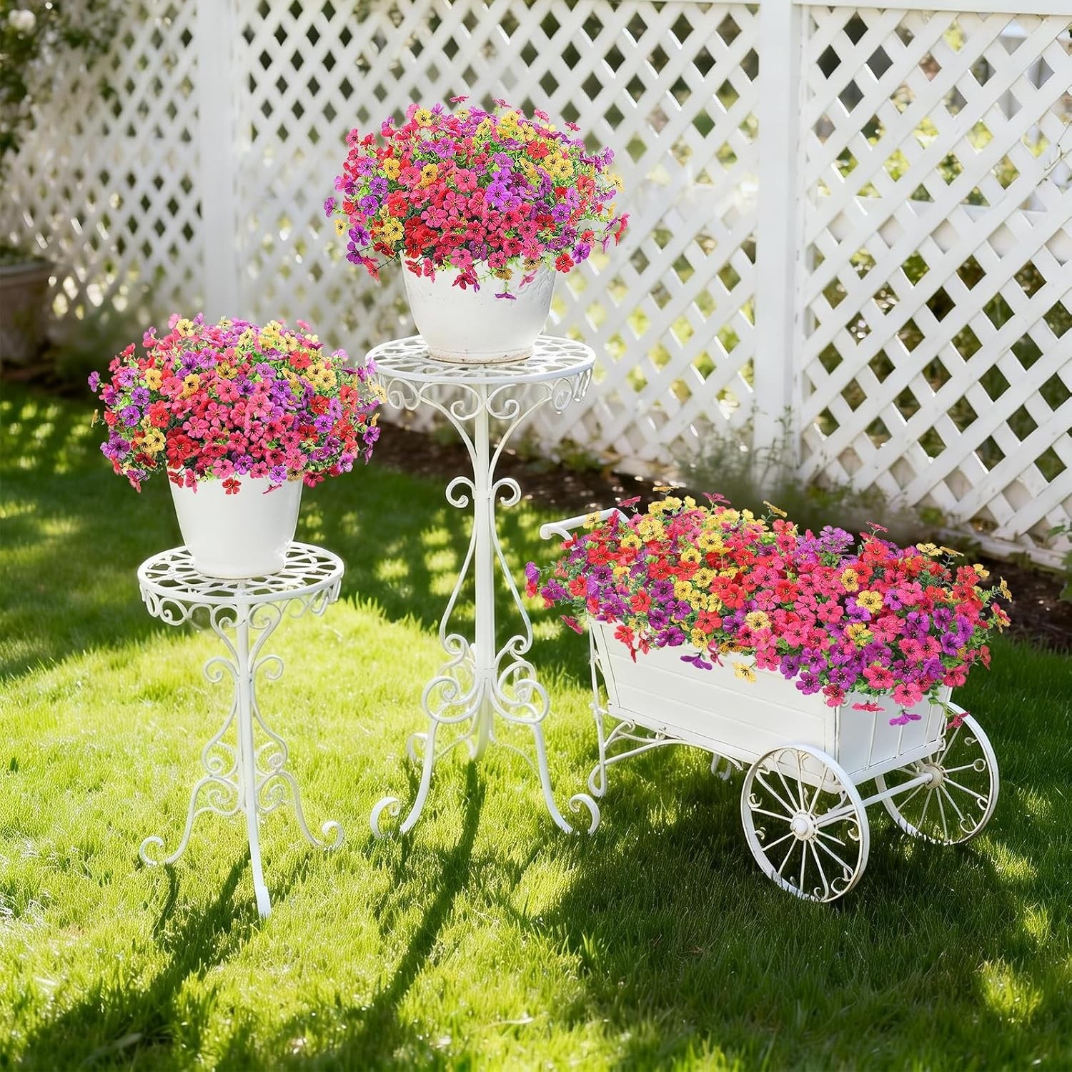 Artificial Faux Flowers Plants for Outdoors outside Spring Summer Decoration,12