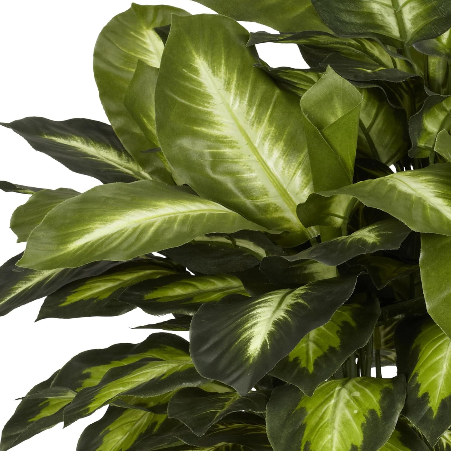 24In Artificial Dieffenbachia Silk Plant with Modern Hexagon Planter, Maintenanc