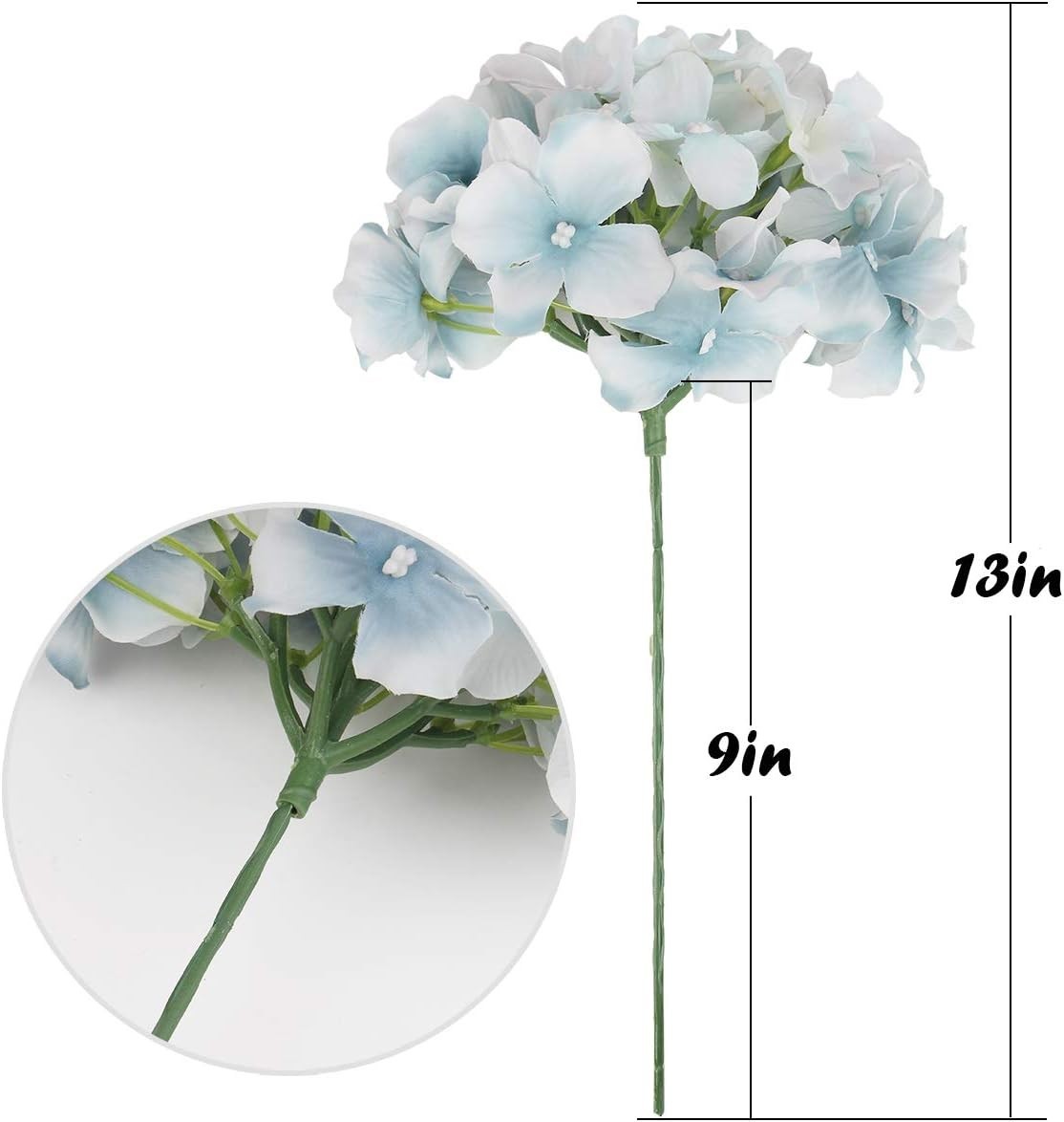 Silk Hydrangea Heads Artificial Flowers Heads with Stems for Home Wedding Dec…