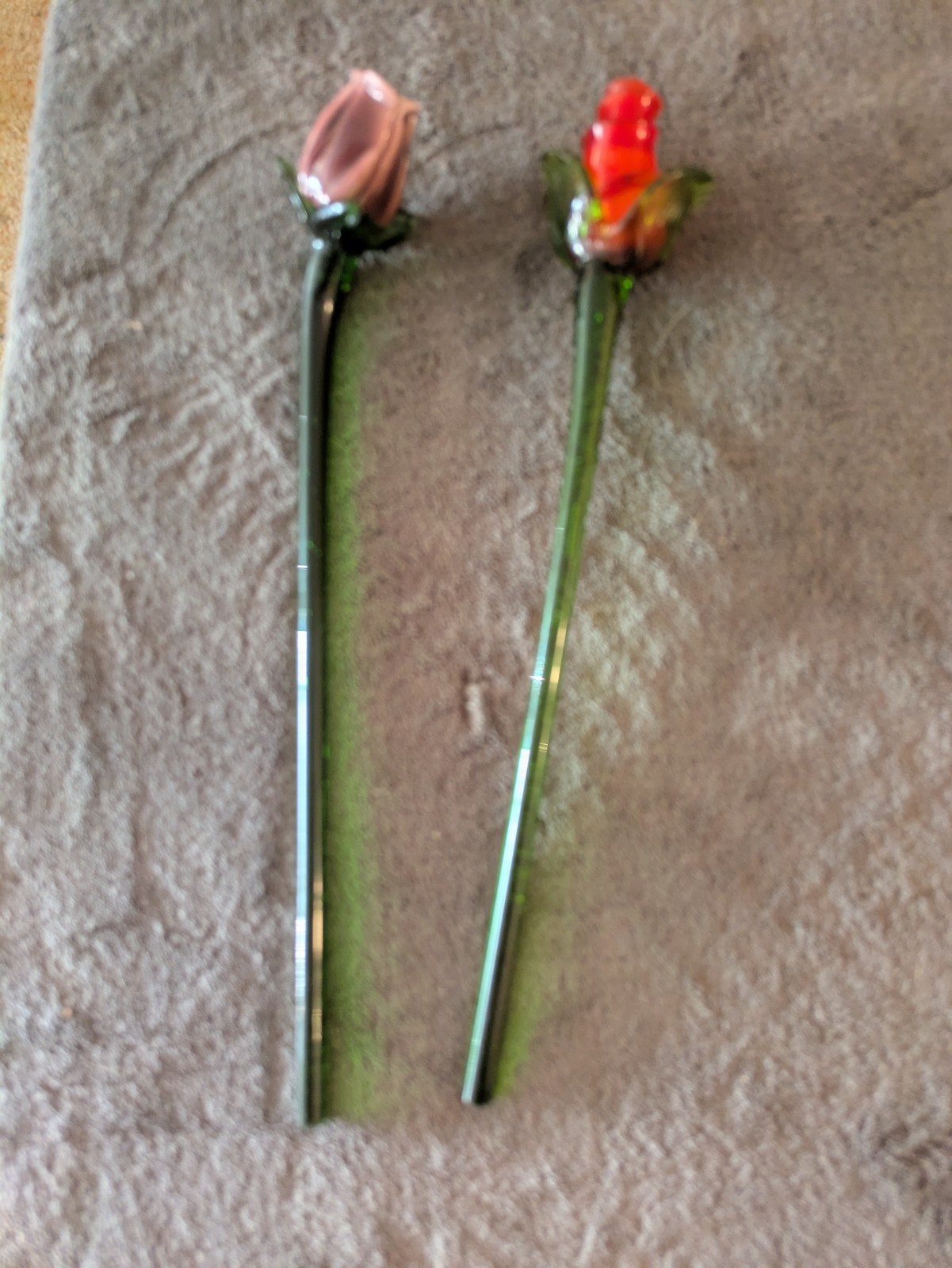 Handblown Glass Rose & Tulip – 12″ Stems