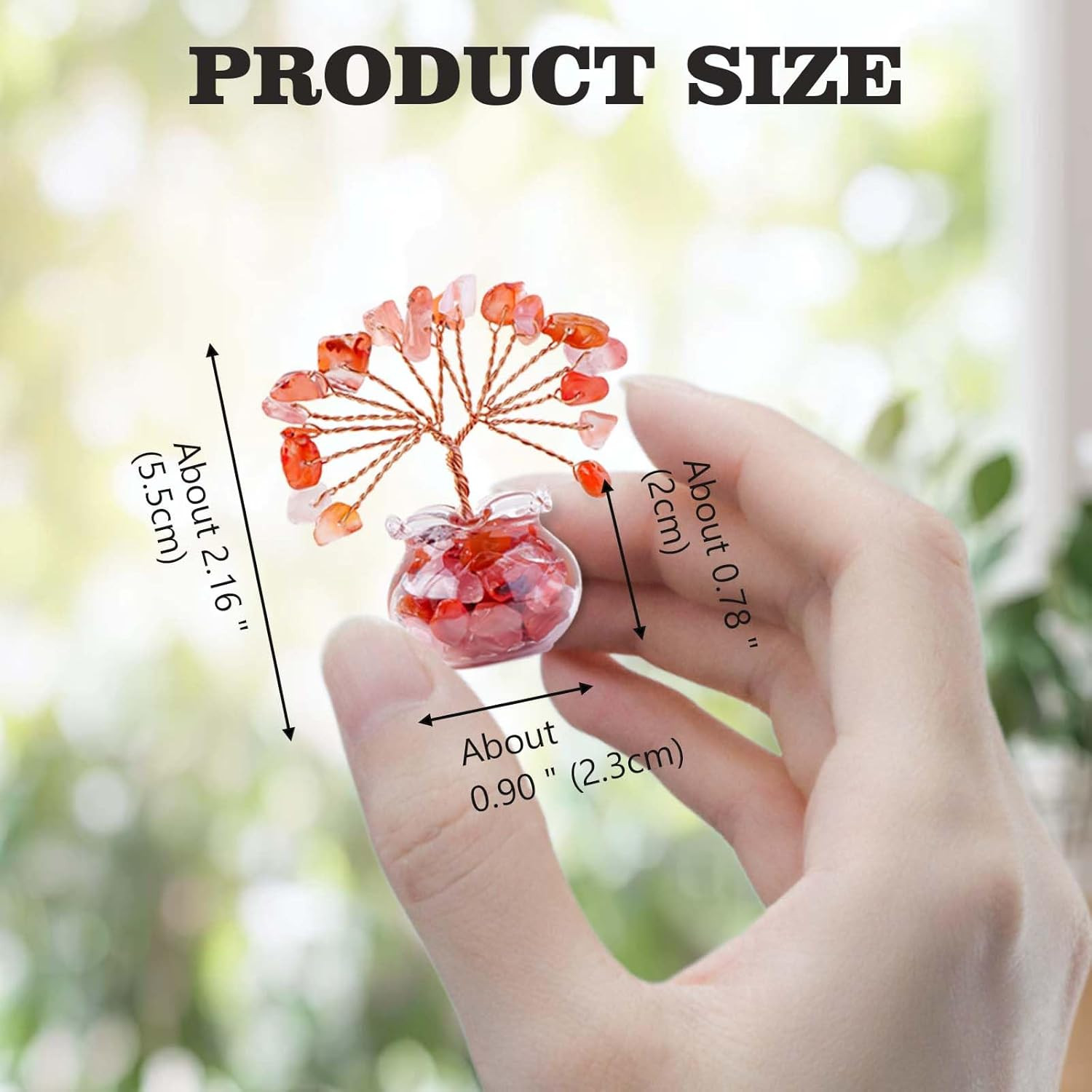 12Pcs Chakra Crystal Tree Set – Fengshui Money Tree with Gemstones, Glass Base,