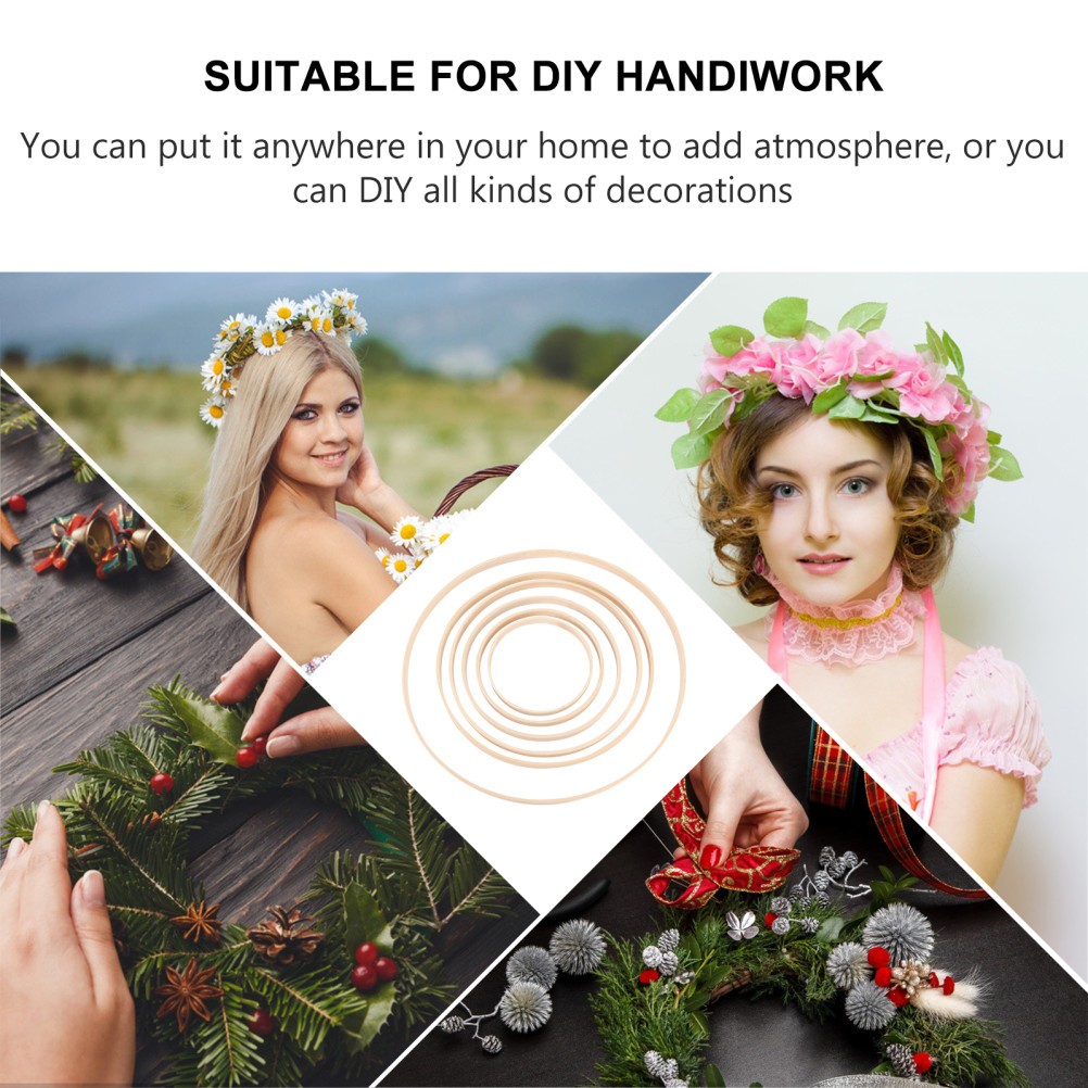6pcs Wreath Frame DIY Bamboo DIY Craft Decor Bamboo Frame