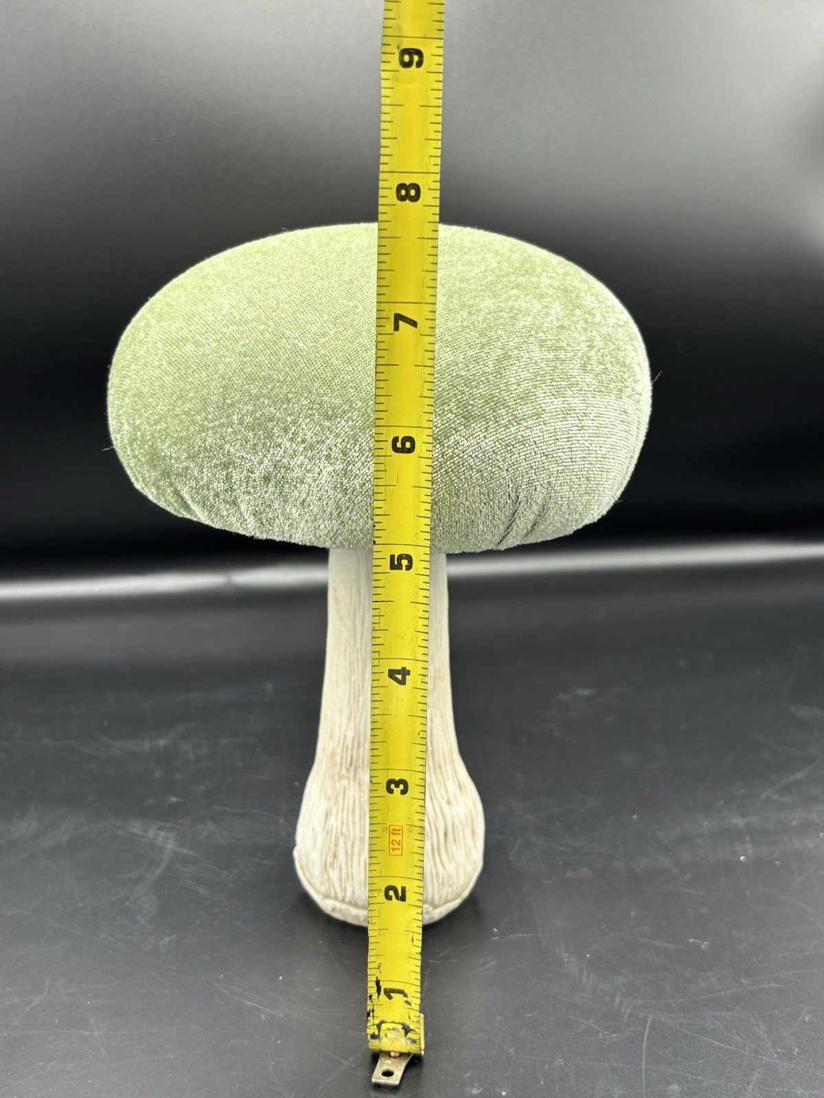 Set Of 2 Flora Bunda Soft Velvet Mushrooms Shelf Sitters Retro Tan/green Large