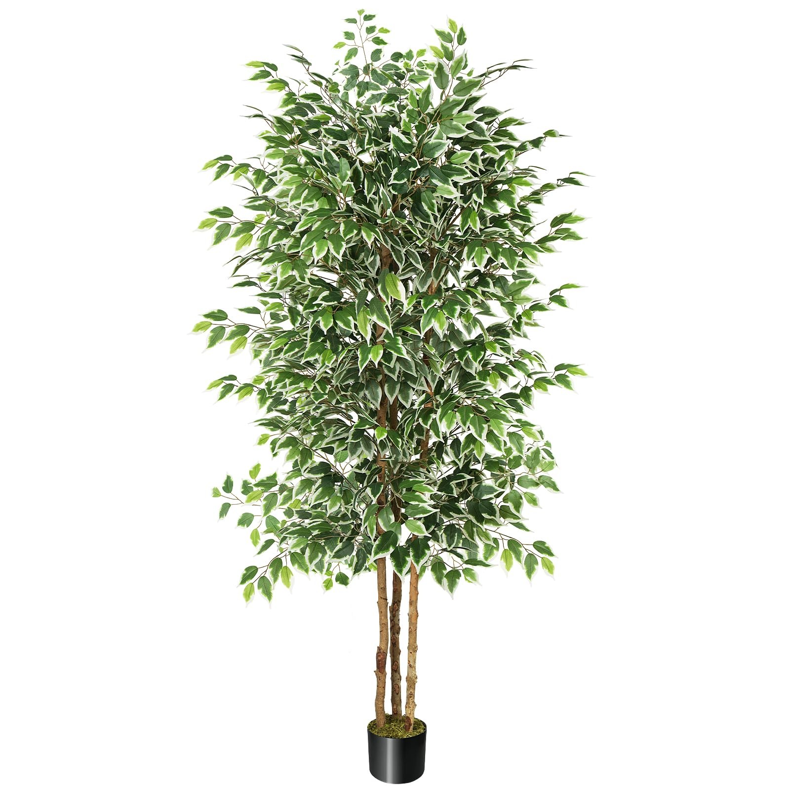 7ft Large Ficus Artificial Tree with Natural Trunk, 84″ Tall Faux Tree for Ho…
